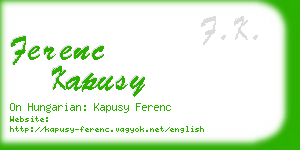 ferenc kapusy business card